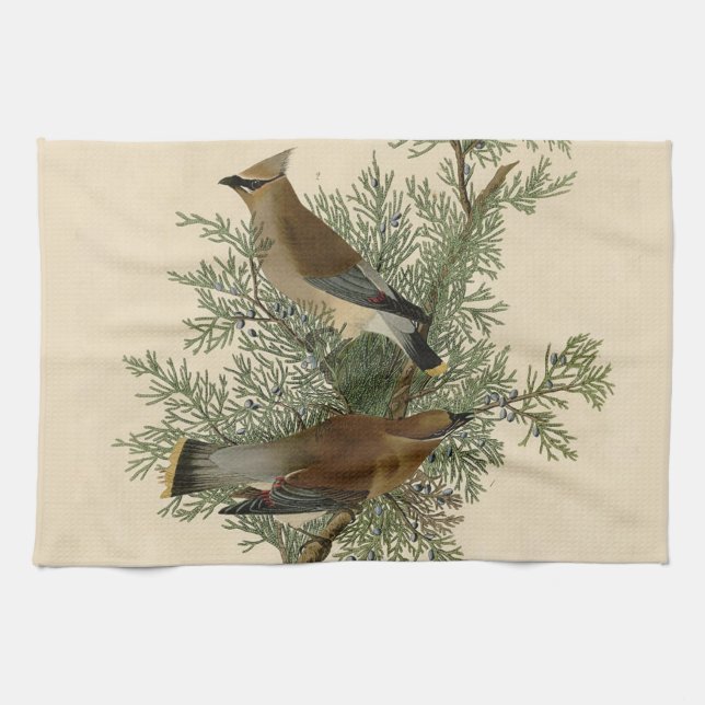 Linge De Cuisine Impression d'oiseau de John James Audubon Jaseur b (Horizontal)