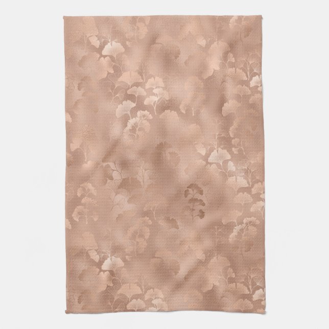 Linge De Cuisine Impression élégante de feuillage de Ginkgo rose bo (Vertical)