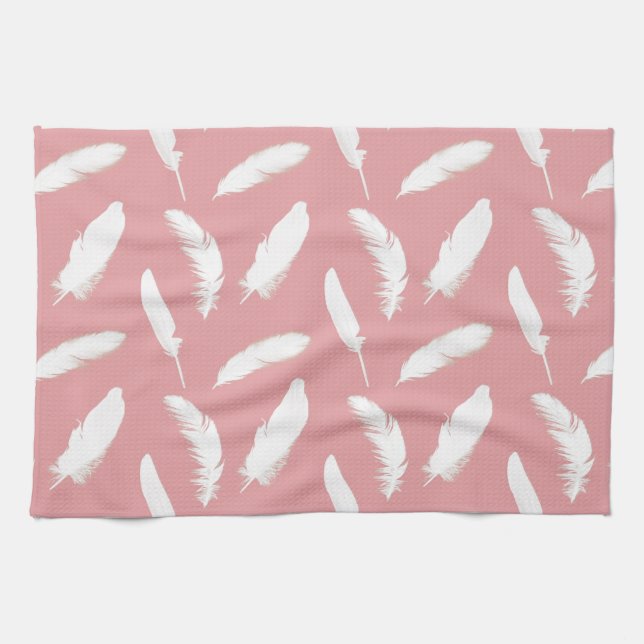 Linge De Cuisine Impression en plumes blanches sur coque rose (Horizontal)