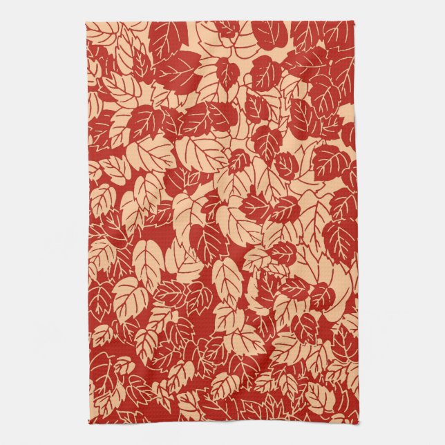 Linge De Cuisine Impression feuille japonaise, Mandarin orange (Vertical)