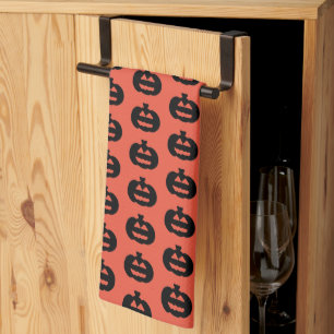 Linge De Cuisine Impression Jack-o-lanterne noir et orange
