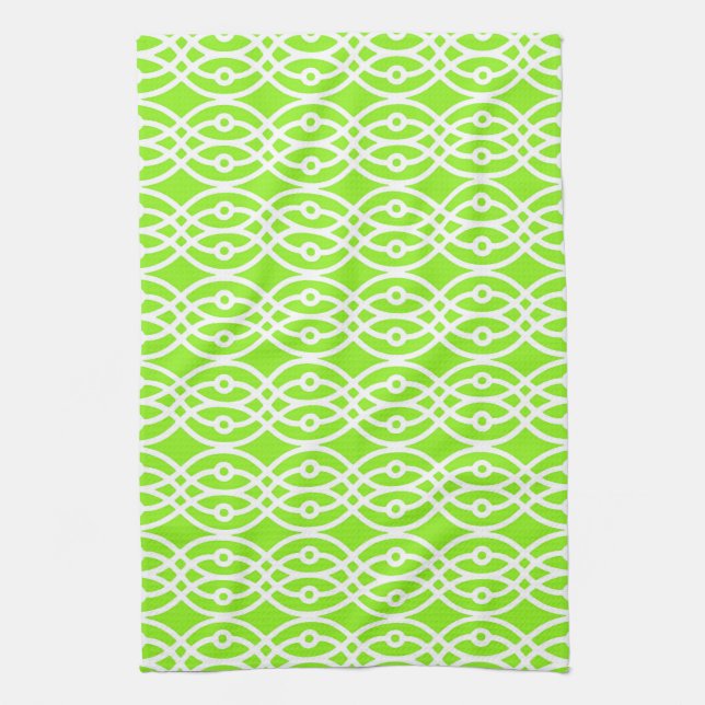 Linge De Cuisine Impression kimono, vert citron et blanc (Vertical)