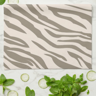 Linge De Cuisine Impression Zèbre Marron Blanc Crème