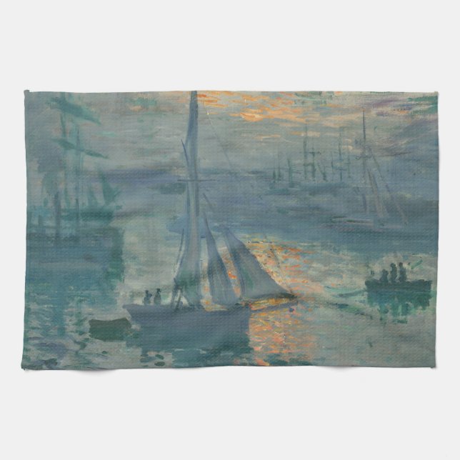 Linge De Cuisine Impressionnisme Marin Tableau de Monet Lever du So (Horizontal)