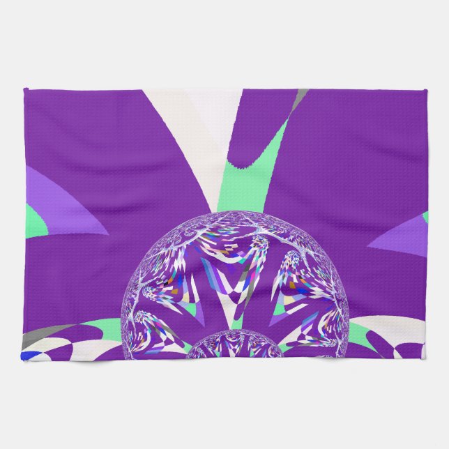 Linge De Cuisine Imprimante d'art bleu rétro Cyan Kaleidoscope (Horizontal)