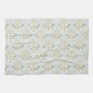 Linge De Cuisine Imprimé floral vert sauge, bleu ciel
