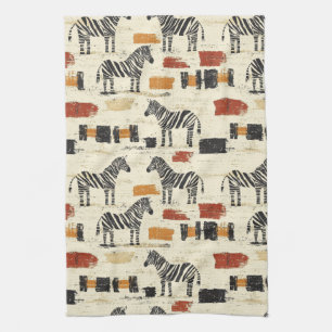 Linge De Cuisine Imprimé vintage safari bohème motif zèbre