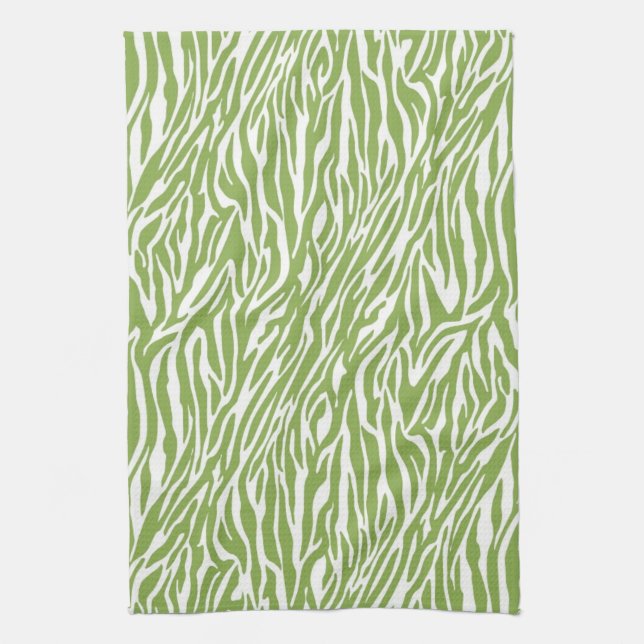 Linge De Cuisine Imprimer Safari vert Zebra (Vertical)