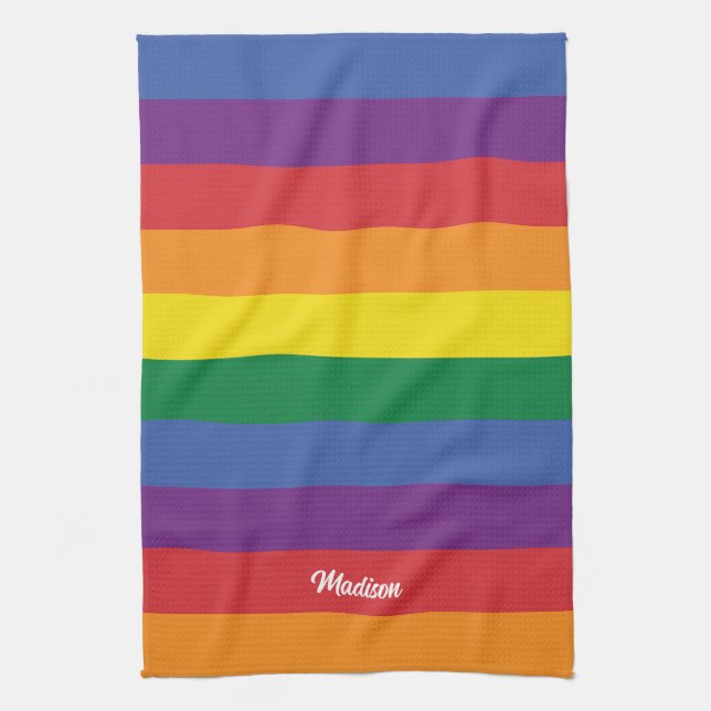 Linge De Cuisine Indicateur Rainbow du nom personnalisé (Vertical)