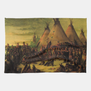 Linge De Cuisine Indiens vintages, Sioux War Council par Catlin