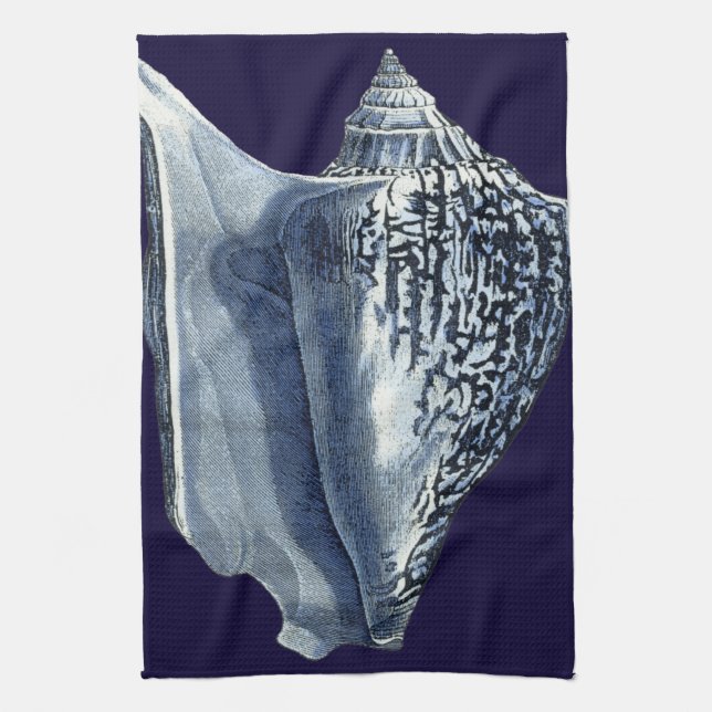 Linge De Cuisine Indigo Shells I (Vertical)