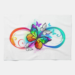 Linge De Cuisine Infini lumineux avec papillon arc-en-ciel