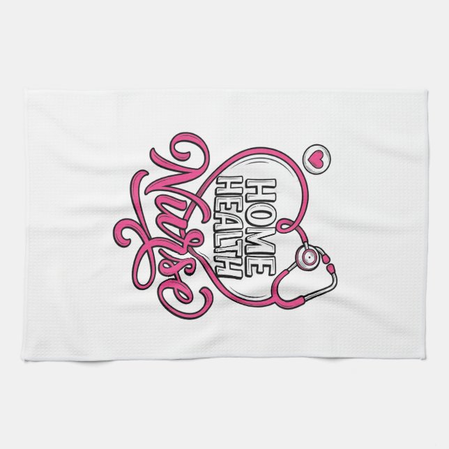 Linge De Cuisine Infirmière à domicile Stéthoscope rose Création de (Horizontal)