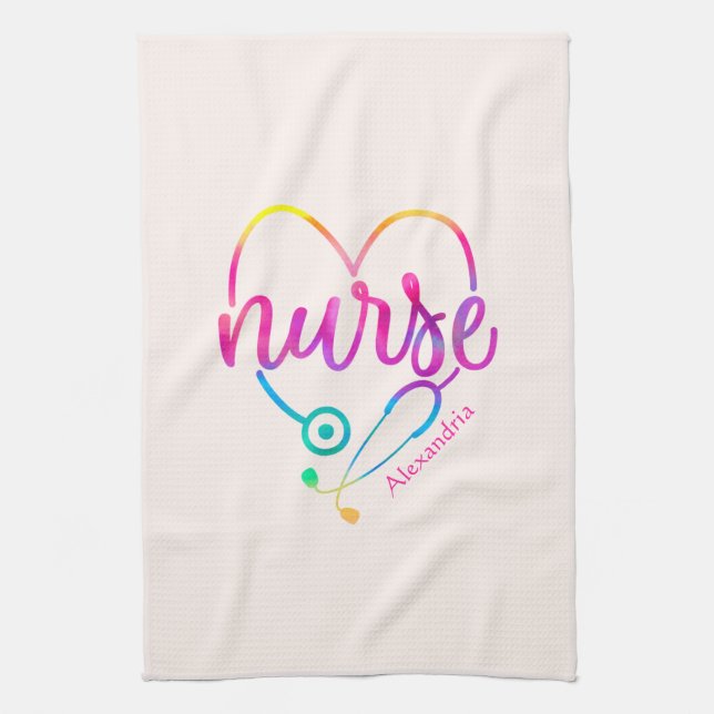 Linge De Cuisine "Infirmière" avec stéthoscope en forme de coeur (Vertical)
