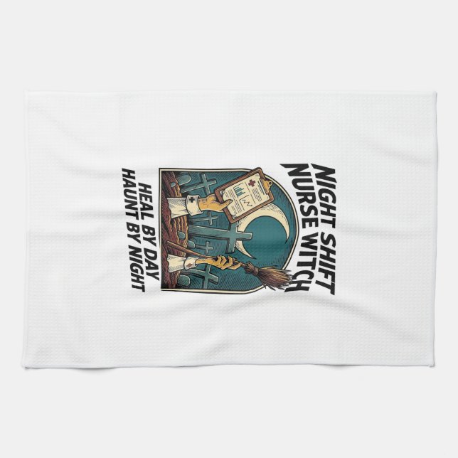 Linge De Cuisine Infirmière de nuit Sorcière Rétro Halloween Tee (Horizontal)