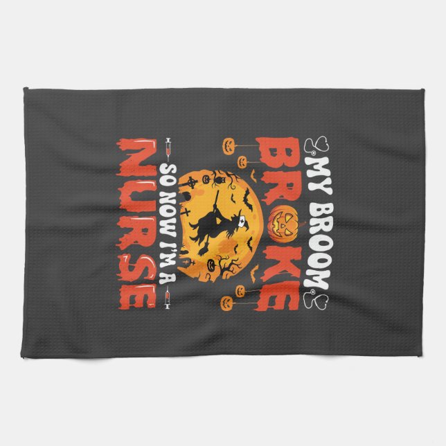 Linge De Cuisine Infirmière Halloween Balai Cassé Sorcière Graphiqu (Horizontal)
