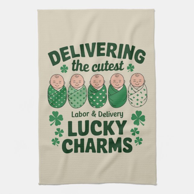 Linge De Cuisine Infirmière Labor & Delivery Lucky Charm Shamrock  (Vertical)