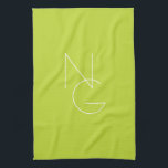 Linge De Cuisine Initiales de chevauchement modernes 2 | Lime vert<br><div class="desc">Initiales qui se chevauchent aujourd'hui.</div>