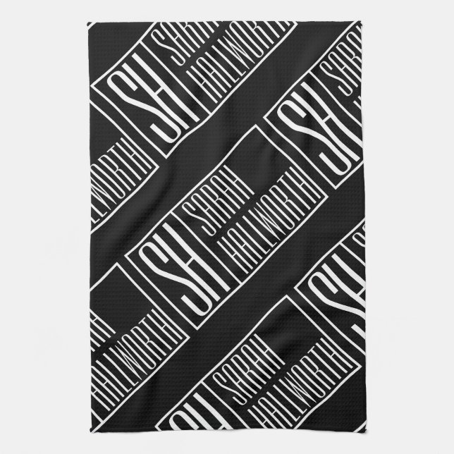 Linge De Cuisine Initiales modernes avec motif de monogramme de nom (Vertical)