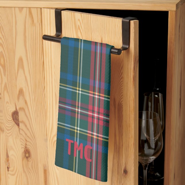 Linge De Cuisine INITIALES Tartan Plaid Classique Jours fériés (Pliage en tiers)