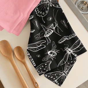 Linge De Cuisine Insectes Noires et Blancs Aimer Bogue