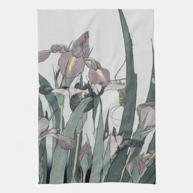 Linge De Cuisine Iris & Grasshopper, Katsushika Hokusai (Vertical)