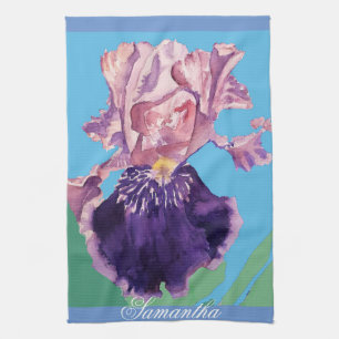 Linge De Cuisine Iris Peinture D'Aquarelle Portée Fleur Florale Te