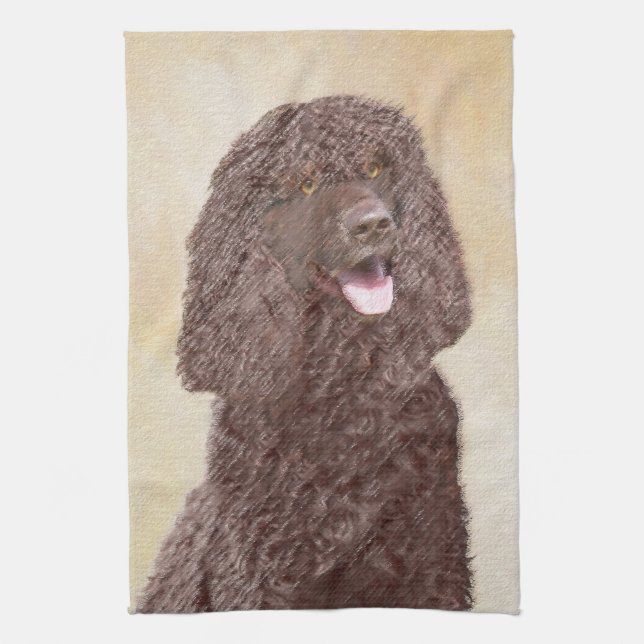 Linge De Cuisine Irish Water Spaniel Peinture - Original Dog Art (Vertical)