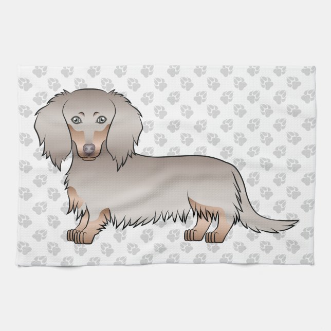 Linge De Cuisine Isabella Et Tan Long Cheveux Chien Dachshund & Pat (Horizontal)