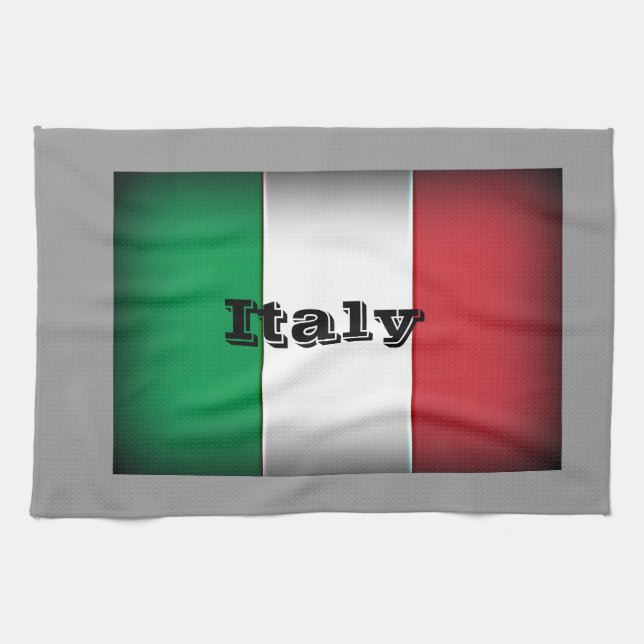 Linge De Cuisine Italie Drapeau bord foncé (Horizontal)
