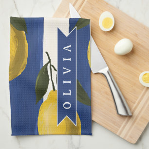 Linge De Cuisine Italien Personnalisé Rayures de Citron Côtières