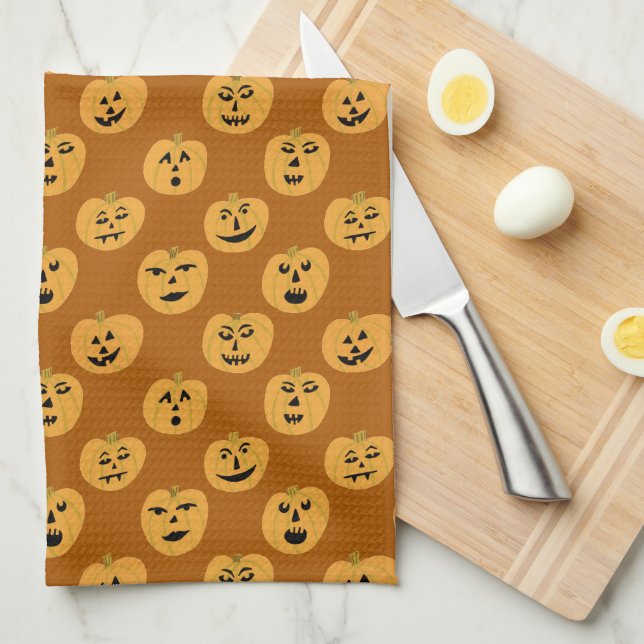 Linge De Cuisine Jack-O-Lanterns CITROUILLE d'Halloween (Quart Plié)