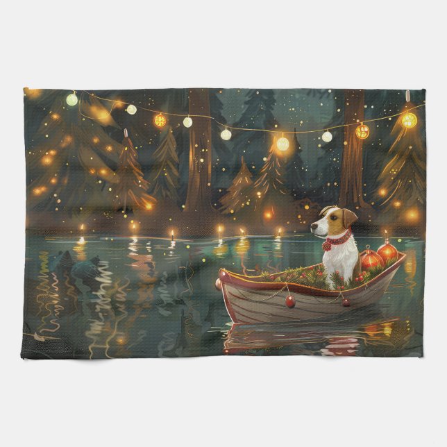 Linge De Cuisine Jack Russell Christmas Festive Voyage (Horizontal)