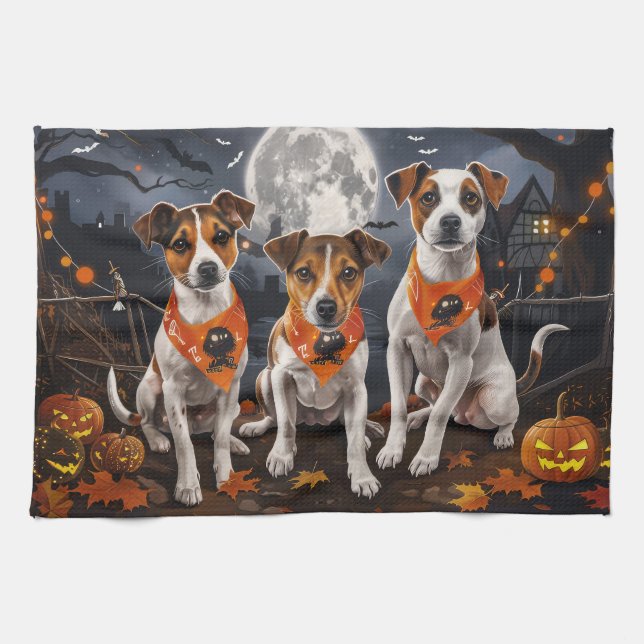 Linge De Cuisine Jack Russell Halloween Épouvantable (Horizontal)