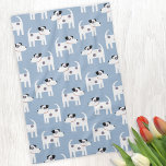 Linge De Cuisine Jack Russell Parson Terrier Chien Motif<br><div class="desc">Un motif de chien Jack Russell Terrier mignon mais fougueux sur un arrière - plan bleu. Ces charmants petits chiots sont aussi connus sous le nom de Parson Russell Terriers.</div>