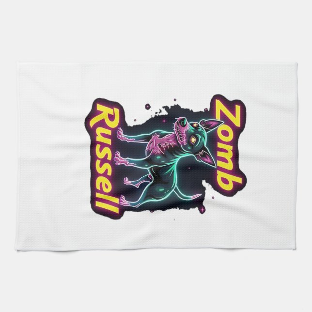 Linge De Cuisine Jack Russell Terrier JRT Zombie Dog Halloween Esse (Horizontal)