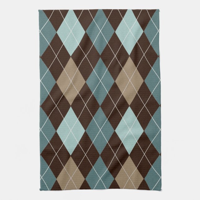 Linge De Cuisine Jacquard bleu et Brown Motif de mode (Vertical)