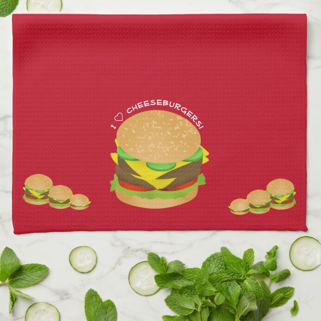 Linge De Cuisine J'adore les cheeseburgers (Plié)