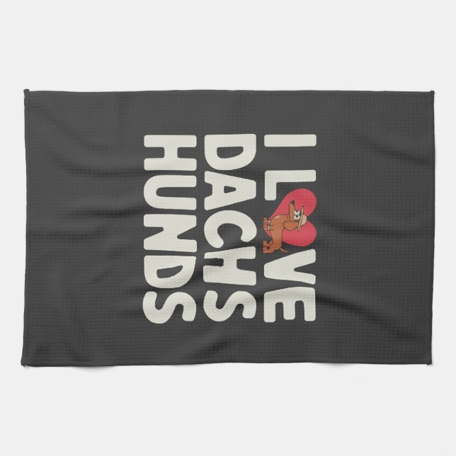 Linge De Cuisine J'adore les dachshunds mignon dessin animé (Horizontal)