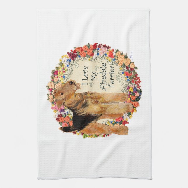 Linge De Cuisine J'adore mon Airedale (Vertical)