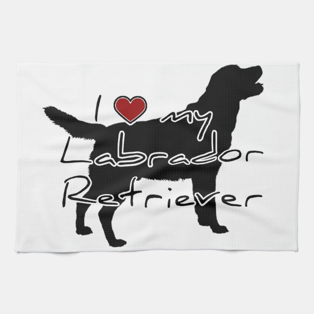 Linge De Cuisine J'ai "coeur" mes mots de Labrador Retriever avec d (Horizontal)