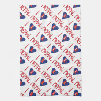 Linge De Cuisine J'aime (Drapeau Népalais en forme de cœur) Népal e