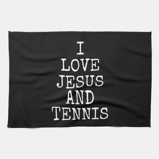 Linge De Cuisine J'Aime Jésus Et Tee - shirt De Tennis Don (Horizontal)