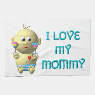 Linge De Cuisine J'aime ma maman Bouncing Baby avec le coeur et les