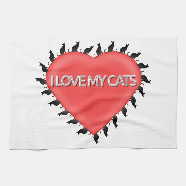 Linge De Cuisine J'Aime Mes Chats (Horizontal)