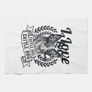 Linge De Cuisine J'aime mon chien de troupeau design de gravure vin