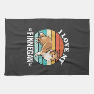 Linge De Cuisine J'aime mon Finnegan Sheltie Retro Sunset