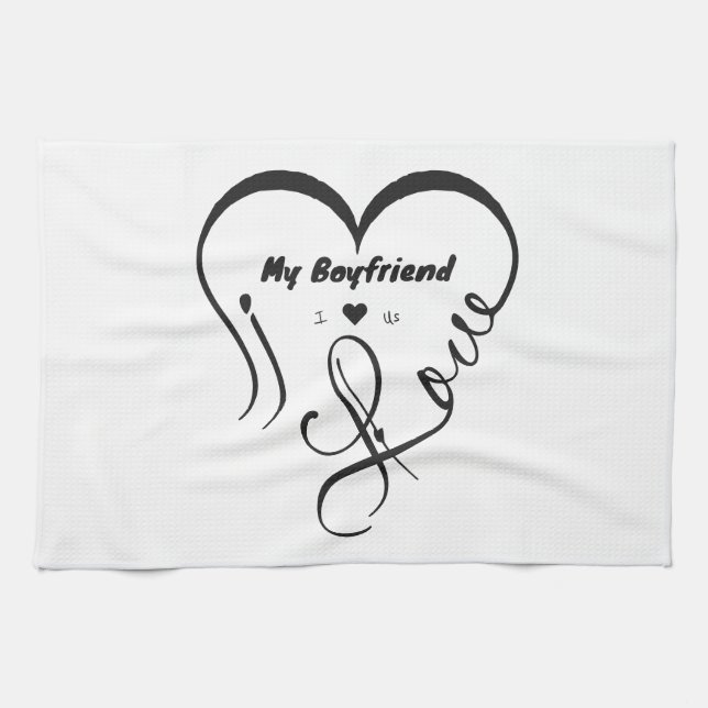 Linge De Cuisine J'aime mon petit ami, je ♥ nous (Horizontal)