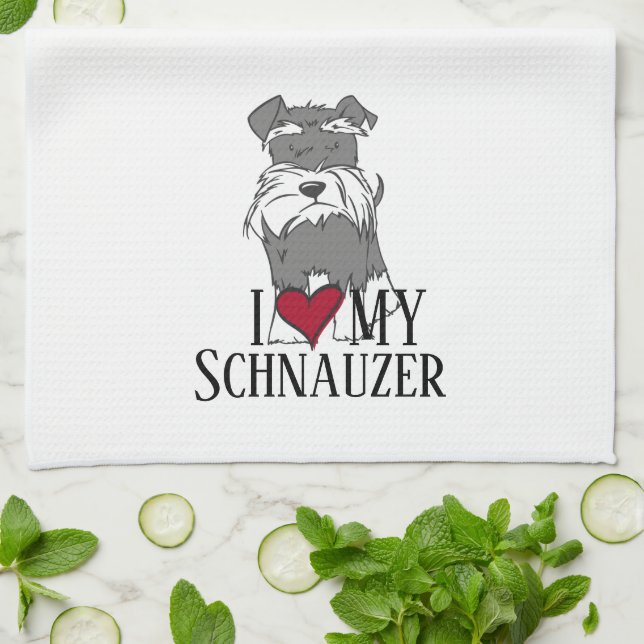 Linge De Cuisine J'Aime Mon Schnauzer (Plié)