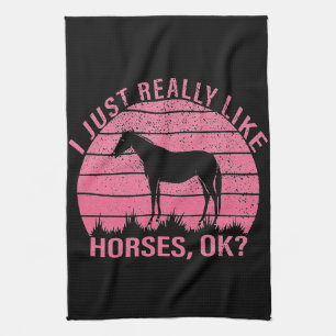 Linge De Cuisine J'aime vraiment les chevaux en rose Rose